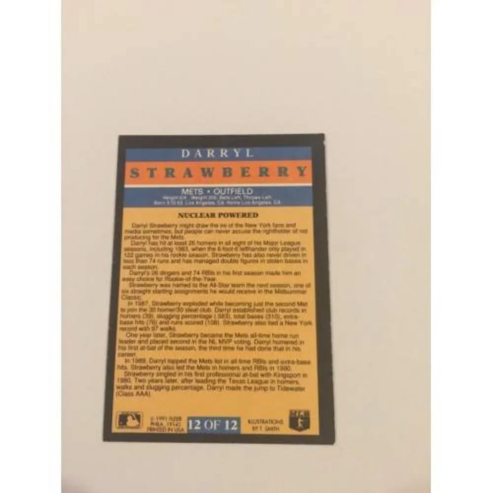 1991 Fleer Pro-Vision #12 Darryl Strawberry New York Mets (033)